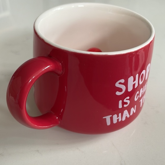 Whimsical Cupboard Red 'Shopping is Cheaper Than Therapy' Mug with Purse Inside - Picture 7 of 8
